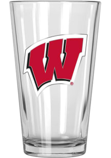 Wisconsin Badgers 16oz Metal Emblem Pint Glass - Red