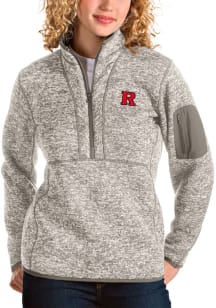Antigua Rutgers Scarlet Knights Womens Oatmeal Fortune Qtr Zip