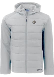 Mens New Orleans Saints Cutter and Buck Mens Evoke Hood Heavyweight Jacket - Charcoal