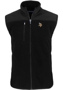 Cutter and Buck Minnesota Vikings Mens Black Cascade Sherpa Sleeveless Jacket