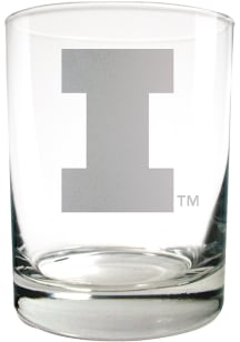 Illinois Fighting Illini 14oz Laser Etch Rock Glass - White