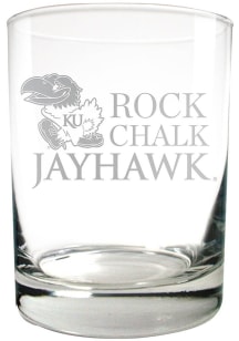 Kansas Jayhawks 14oz Laser Rock Glass - White