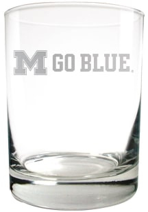 Michigan Wolverines 14oz Laser Rock Glass - White