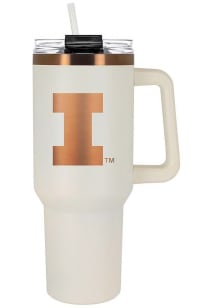 Illinois Fighting Illini 40oz Cream + Copper Stainless Steel Tumbler - White