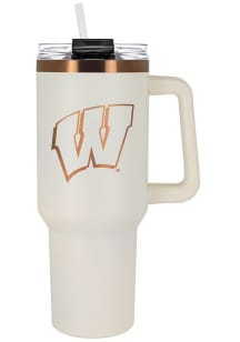 Wisconsin Badgers 40oz Cream + Copper Stainless Steel Tumbler - White