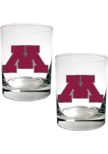 Minnesota Golden Gophers 2 Piece Set Rock Glass - White