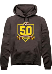 Summit Sportswear Western Michigan Broncos Mens Brown Softball 50th Anniversary Long Sleeve Hoodie
