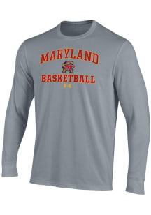 Under Armour Maryland Terrapins Grey Basketball Performance Long Sleeve T Shirt