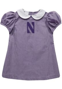 Vive La Fete Northwestern Wildcats Toddler Girls Purple Gingham Collar Short Sleeve Dress