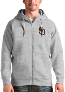 Antigua San Diego Padres Mens Grey Victory Long Sleeve Full Zip Jacket
