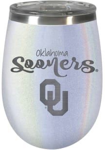 Oklahoma Sooners 10oz Opal Script Logo Stainless Steel Stemless - White