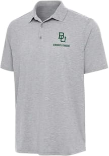 Antigua Baylor Bears Mens Grey Heather Acrobatics & Tumbling Par 3 Short Sleeve Polo