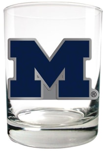 Michigan Wolverines 14oz Emblem Rock Glass - Blue