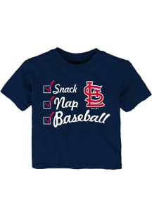 St Louis Cardinals Infant Snack Nap Short Sleeve T-Shirt Navy Blue