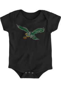 Philadelphia Eagles Baby Black Retro Logo Short Sleeve One Piece