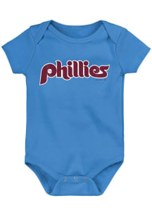 Philadelphia Phillies Baby Light Blue Road Wordmark Short Sleeve One Piece