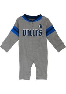 Dallas Mavericks Baby Grey The Defender Long Sleeve One Piece