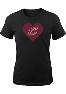 Cleveland Cavaliers Girls Black Heart Short Sleeve Tee
