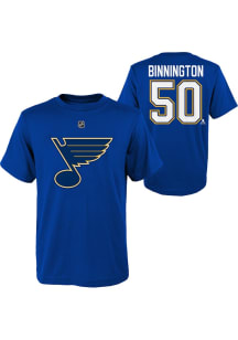 Jordan Binnington St Louis Blues Youth Blue Name Number Player Tee