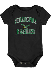 Philadelphia Eagles Baby Black Retro #1 Design Short Sleeve One Piece