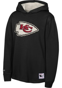 Mitchell and Ness Kansas City Chiefs Youth Black Thermal Wordmark Long Sleeve Hoodie
