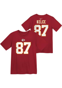 Travis Kelce  Kansas City Chiefs Boys Red Name Number Short Sleeve T-Shirt