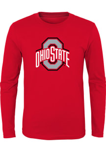 Ohio State Buckeyes Boys Red Primary Logo Design Long Sleeve T-Shirt