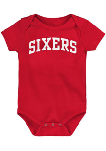 Philadelphia 76ers Baby Red Script Short Sleeve One Piece