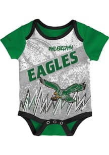 Mitchell and Ness Philadelphia Eagles Baby Kelly Green End to End Design Short Sleeve One Piece