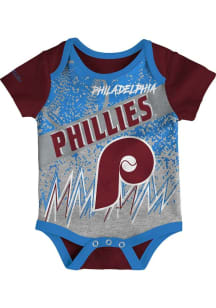 Mitchell and Ness Philadelphia Phillies Baby Maroon End Line Short Sleeve One Piece