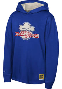 Mitchell and Ness Texas Rangers Youth Blue Thermal Wordmark Long Sleeve Hoodie