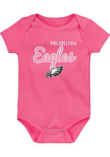 Philadelphia Eagles Baby Pink Big Game Short Sleeve One Piece