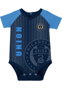 Philadelphia Union Baby Navy Blue Clever Goalie Design Short Sleeve One Piece