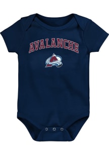 Colorado Avalanche Baby Navy Blue Logo Arch Short Sleeve One Piece