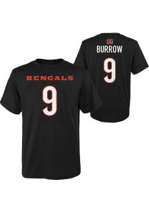 Joe Burrow  Cincinnati Bengals Boys Black Name and Number Short Sleeve T-Shirt