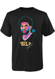 Joel Embiid Philadelphia 76ers Youth Black Artist Series Design Player Tee