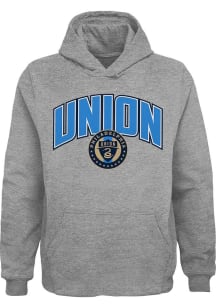 Philadelphia Union Youth Grey Arched Strike Long Sleeve Hoodie