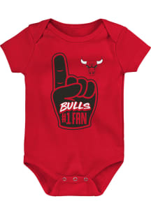 Chicago Bulls Baby Red Hand Off Design Short Sleeve One Piece