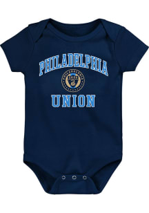 Philadelphia Union Baby Navy Blue Top Design Short Sleeve One Piece
