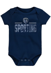 Sporting Kansas City Baby Navy Blue Wordmark Short Sleeve One Piece
