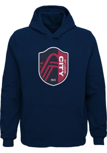 St Louis City SC Youth Navy Blue Primary Logo Long Sleeve Hoodie