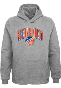 FC Cincinnati Youth Grey Arched Strike Long Sleeve Hoodie