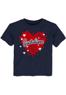 Cleveland Guardians Infant Girls Bubble Hearts Short Sleeve T-Shirt Navy Blue