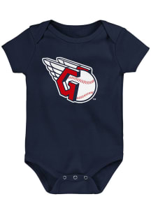 Cleveland Guardians Baby Navy Blue Main Mark Short Sleeve One Piece