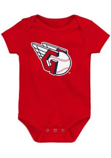Cleveland Guardians Baby Red Main Logo Short Sleeve One Piece