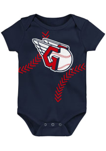 Cleveland Guardians Baby Navy Blue Primary Logo Short Sleeve One Piece