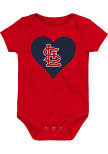 St Louis Cardinals Baby Red Heart Short Sleeve One Piece
