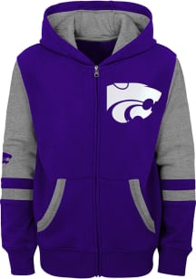 K-State Wildcats Boys Purple Stadium Power Cat Long Sleeve Full Zip Hooded Sweatshirt