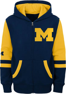 Michigan Wolverines Boys Blue Stadium Long Sleeve Full Zip Hooded Sweatshirt