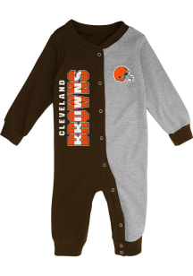 Cleveland Browns Baby Dark Brown NB Half Time Coverall Long Sleeve One Piece